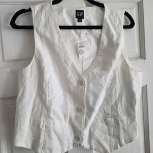 GAP White Linen Vest